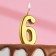 Candle in a cake on a skewer, number 6, gold, 4.5x2.5 cm