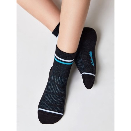 Noski short children's CONTE KIDS Active, size 16, black color, turquoise-1