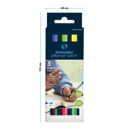 Two-sided set, ballpoint pen + Schneider "Link -it" 04zv., 1.4mm/4mm, cardboard packaging, euro suspension-2