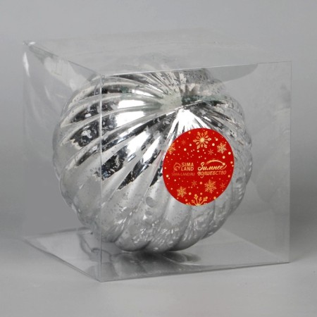 Ball plastic d-11.5 cm "vintage" stripes, silver-1