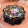 Casket "Flower pattern", black, 16 x 16 cm, lacquer miniature