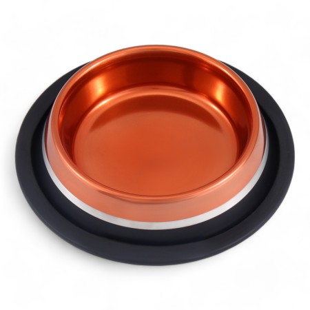 A bowl with a non -slip base decorative color, 230 ml, bronze with a silver strip-1