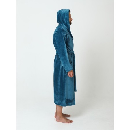 Male dressing gown with a hood, size 52, emerald color-6