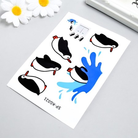 Sticker on the switch color "Penguins - jump" 11x15 cm-2