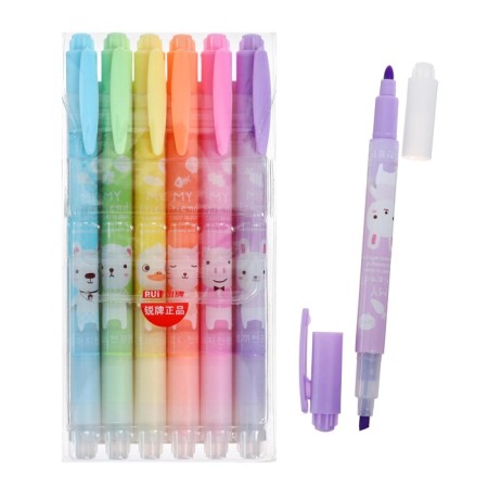 A set of markers-textbooks, 6 fluorescent colors, bilateral