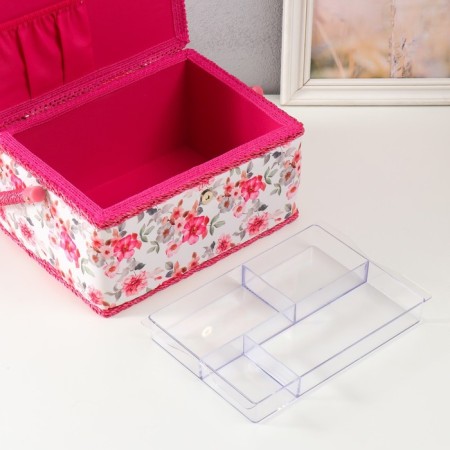 Casket for needlework "Pink flowers" 19x26x14.5 cm-3