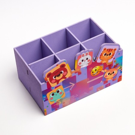 Organizer for storing the little things "Funny animals" 6 departments, 18.5x10x10 cm-1