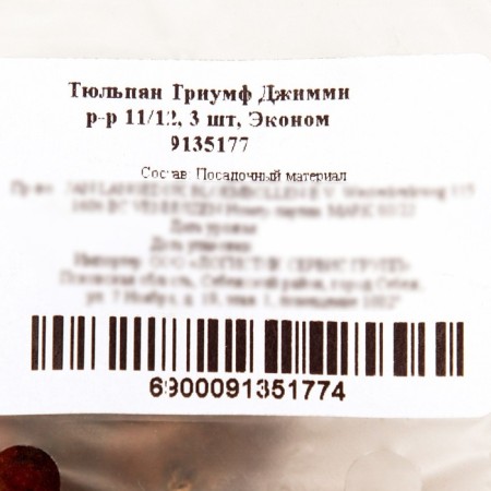 Тюльпан Триумф Джимми, р-р 11/12, 3 шт, Эконом, Осень 2024-1