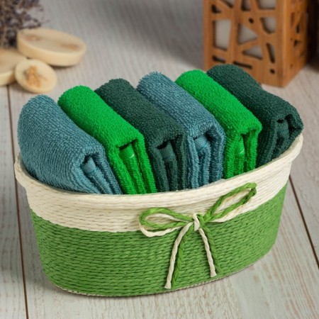 Set of terry decorative napkins Ethel, 30x30cm-6pcs, green color, 100% cotton