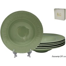 A set of deep plates Lenardi Greenwhite, D = 24 cm, 6 pcs