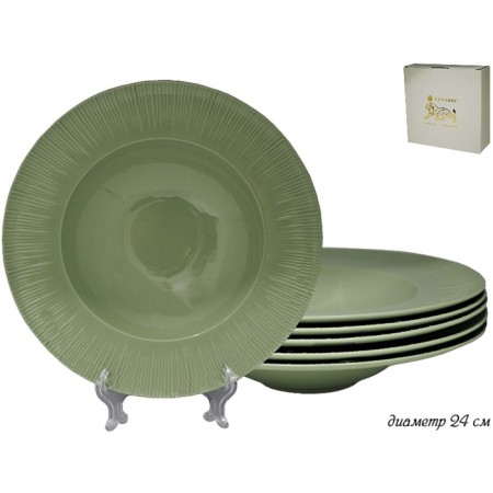 A set of deep plates Lenardi Greenwhite, D = 24 cm, 6 pcs