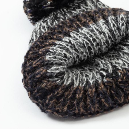 Minaku cap knitted with pompom and gateway, gray color, size 52-54-1