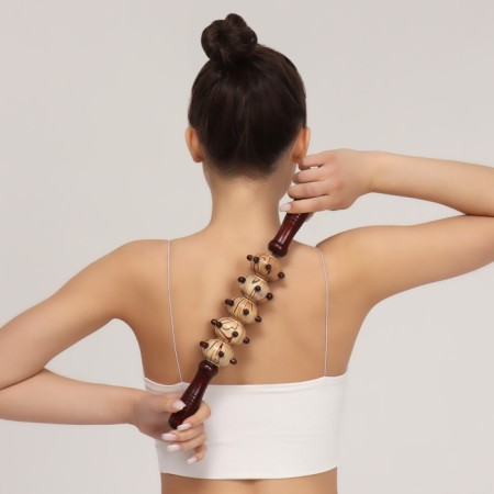 The massage "Skalka", universal, 36.5 × 5.8 cm, 5 balls with spikes, wooden-3