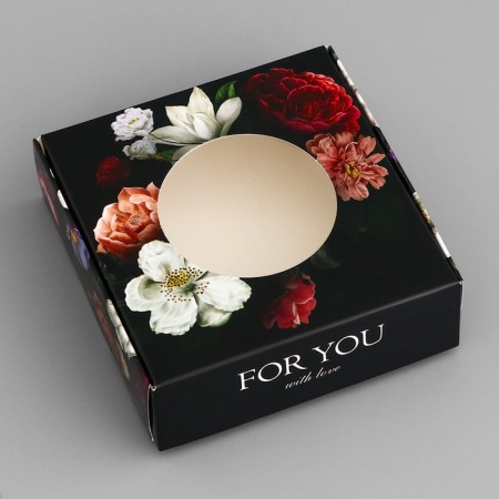 Box a gift team with a window, packaging, "with love", 10 x 10 x 3 cm-2