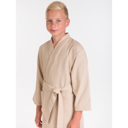 Waffle children's robe "kimono", size 34, beige color-2