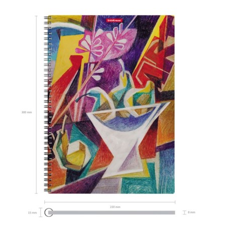 A4 notebook, 80 sheets in a cage on the crest Erichkrause Glass, plastic cover, embossing "sand", an offset unit, white 100%, mix-5