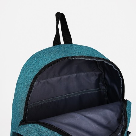 School backpack from textile 2 department on lightning, Fulldorn, 5 pockets, turquoise color-5