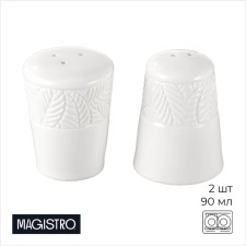 Set for spices Porcelain Magistro Crotone, 2 items: Solonka, Listen, 90 ml, 6 × 7.5 cm, white color