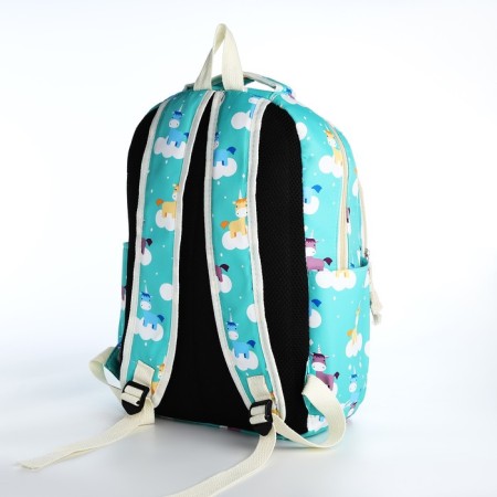 Set of a youth backpack from textiles, a choper bag, turquoise color-2