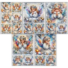 Set of decoupage maps 5 pcs “New Year angels”, density 45 g/m2, A4 format format