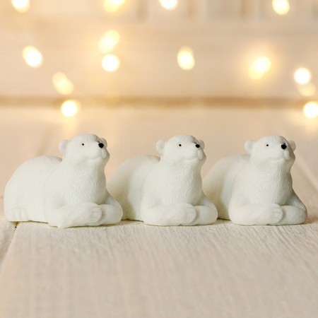 Miniature Puppet "White Bear", set of 3 pcs., Size 1 pc. - 2.5 × 2 × 3.5 cm-1