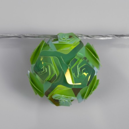 Garland “thread” 4.5 m with nozzles “Flower balls”, IP20, transparent thread, 15 LED, Green glow, 220 V-3