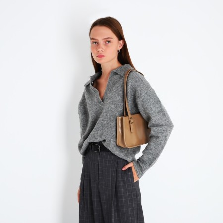 Bag Female Tout with zipper, beige color-7