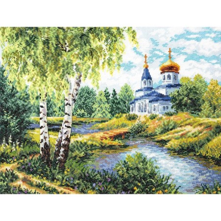 Cross embroidery "Road to the Temple" with a cross-1