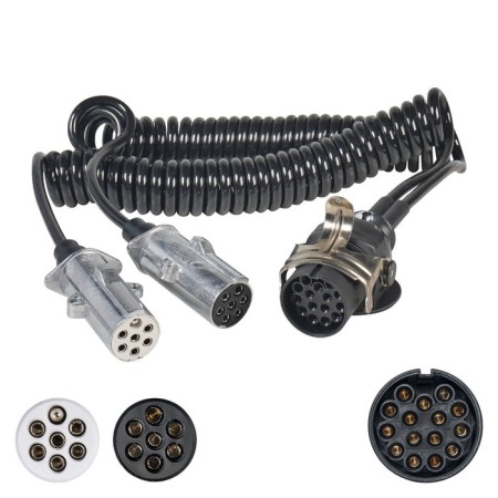 AIRLINE trailer cable, 24V, adapter with 15 contacts on type-n 7 and type-s 7 cont. 4.5m, metal 98280-2