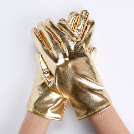 Carnival accessory- gloves, color gold, artificial leather-1