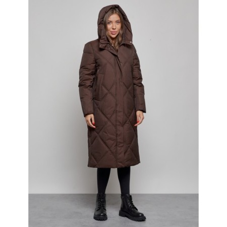 Coat insulated winter feminine, size 44, dark brown color-4