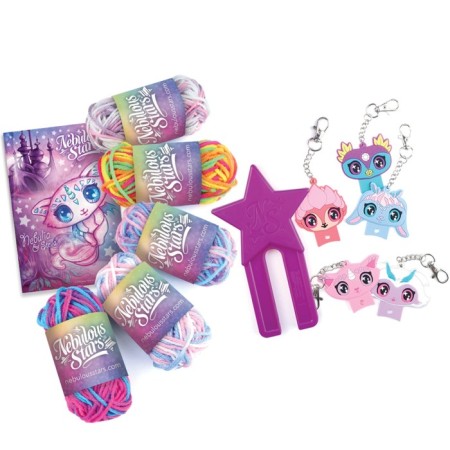 A set for creating Nebulous Stars Paloma keychalets, with color pompons-2