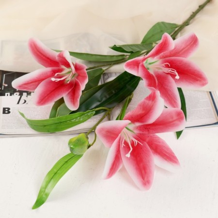 Artificial flowers "three lilies" 18x90 cm, pink