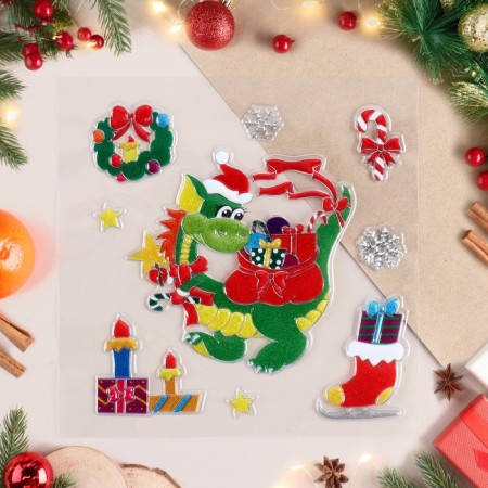 Stickers on the windows "New Year" dragon, bag, 24x18 cm