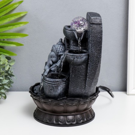 Herbal fountain with backlight "Ganesha - Blessing" Gray 31x20x20 cm-3