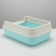 A high side toilet with a scoop and a filter, 50 x 36 x 21 cm, blue