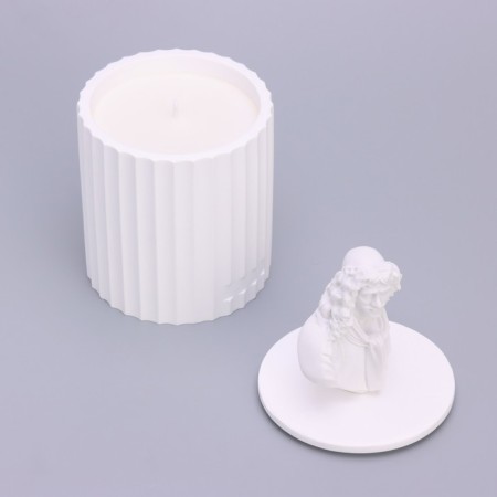 Candle in concrete Aromatic "Moliere", Chinese tea, 13x7 cm, soy wax, 160 g-3