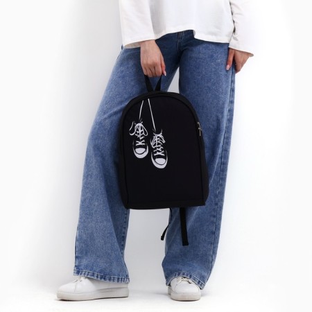 School Textile Backpack "Sneakers", 38x14x27 cm, black color-6