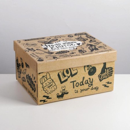 Gift folding box, packaging, “craft”, 31.2 x 25.6 x 16.1 cm-1