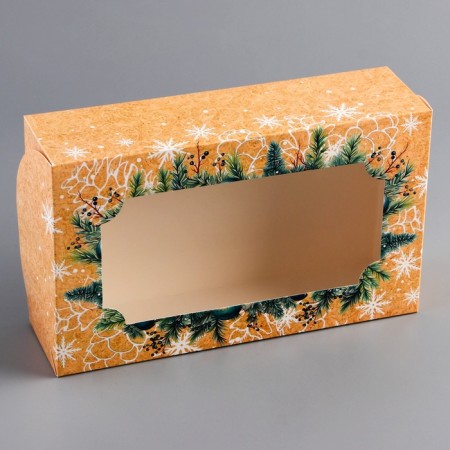 New Year. The box is folding, confectionery packaging with the window "Make desire", 25 x 15 x 7 cm-2