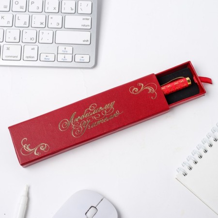 Pen in the case "beloved teacher", metal, blue paste, 1.0 mm-1