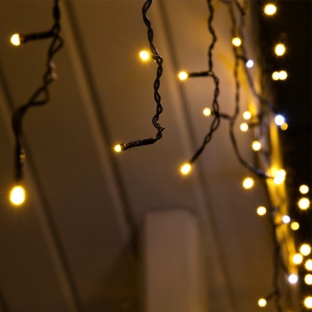 Garland "fringe" 3 × 0.6 m, IP44, UMS, dark thread, 160 LED, glow warm white, white flicker, 220 V-2