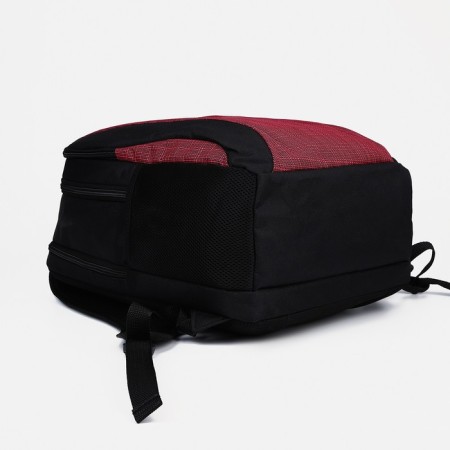 School backpack of textiles on lightning, rise, external pocket, red color-4