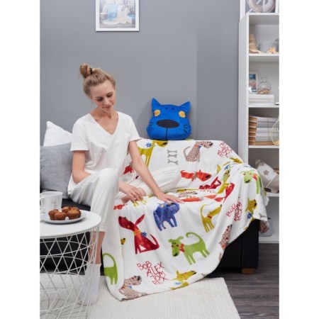 DOG plaid, size 150x200 cm, white color-2