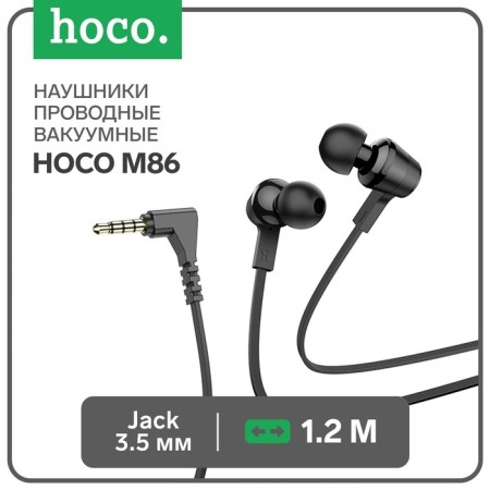 Hoco M86 headphones, wired, vacuum, microphone, jack 3.5 mm, 1.2 m, black