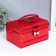 Casket to the leatherette to decorations a chest with a bow "Small squares. Red" 13.5x16.5x23 cm
