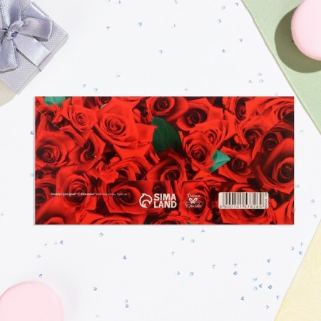 Money envelope "Happy Anniversary!" Red roses, 16x8 cm-2