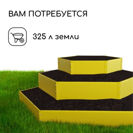 Gavelous flowerbed, 3 tiers, d = 60–100–140 cm, h = 45 cm, yellow, Greengo-4