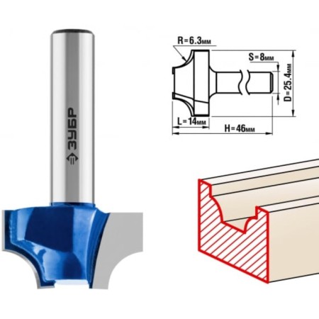 Frases groove bison 28740-25.4, shaped No. 1, r = 6.3 mm, 25.4 x 14 mm