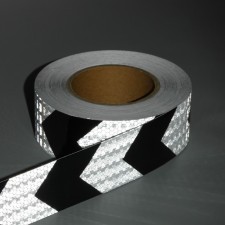 Reflective tape, self-adhesive, white-black, 5 cm x 25 m